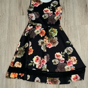 Floral Sleeveless Kids Dress - Black and Multicolor